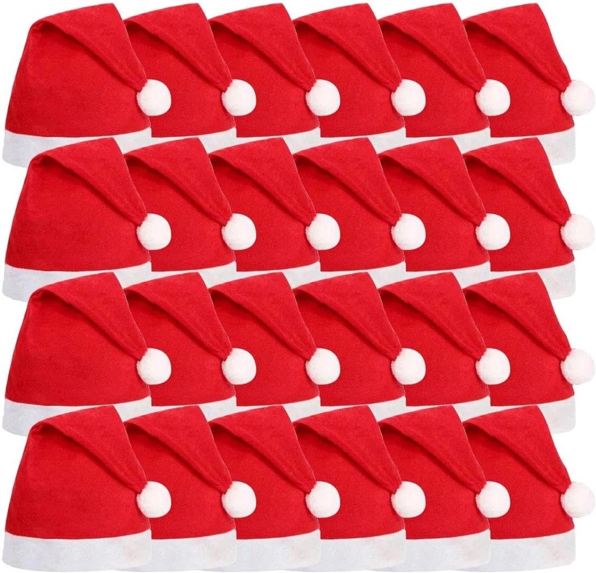 Kerstmanmuts in rood, 24-delig kostuumaccessoire voor verkleedpartijen en evenementen, 37 x 28 cm