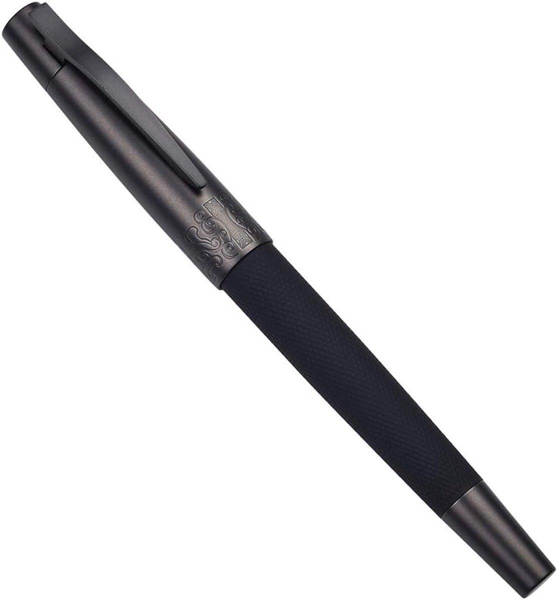 Matte Zwarte Vulpen met Gebogen Staalpenpunt en Luxe Geschenkdoos - Perfect voor Schrijven en Cadeaus