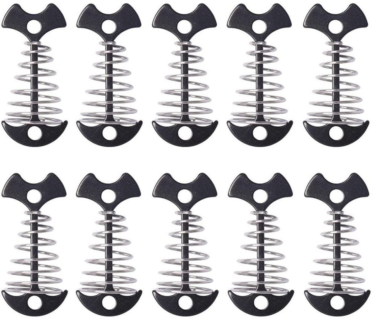 Dailygoods - Dailygoody - Dek Plank Tentharingen - 10 Stuks Visgraat Ankerpinnen - Zwart - Geschikt Voor Kamperen - Aluminium - Voor Buiten Activiteiten