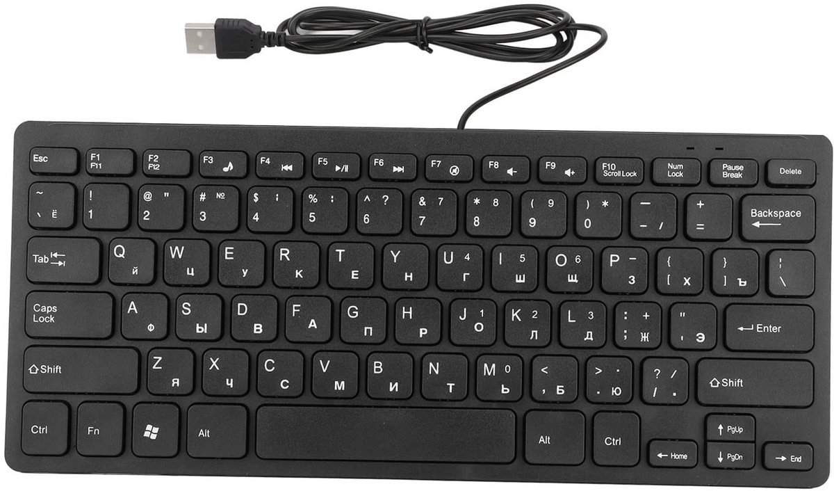 Dailygoods - Dailygoody - Russisch Toetsenbord - Bedraad USB Toetsenbord - Ultradun Mini Toetsenbord - 78-toetsen - Geschikt voor Algemeen Gebruik - Model TT-A01