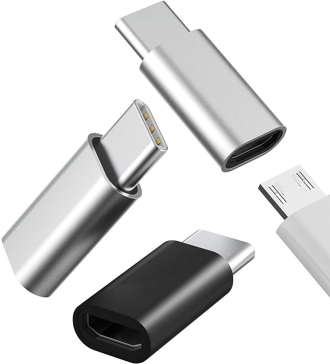Dailygoods - Micro-USB naar USB-C Adapter Set (3-pack)