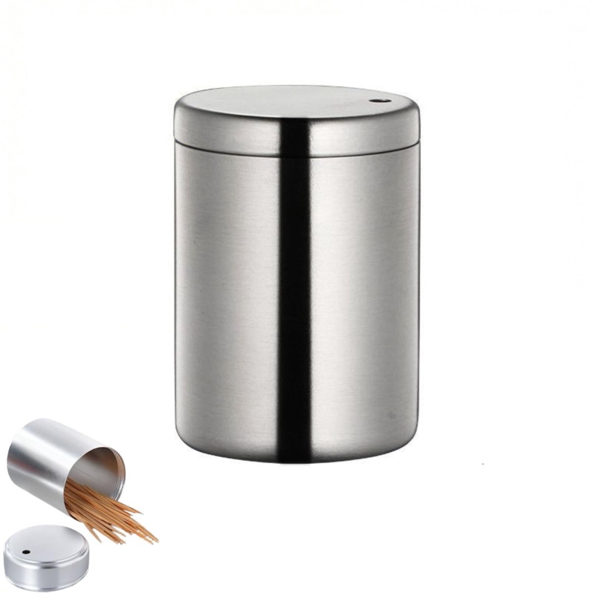 Dailygoods- Tandenstokerhouder Roestvrij Staal - Tandenstoker Dispenser - Tandenstoker Container - Tandenstoker Case - Antislip - Schokbestendig - Tandenstokerdispenser