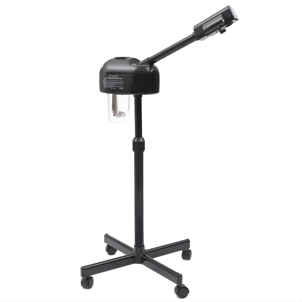 Professionele Ozone Facial Steamer – Staand Model – In Hoogte Verstelbaar – Draagbaar met Wielen – Voor Huidreiniging – Zwart