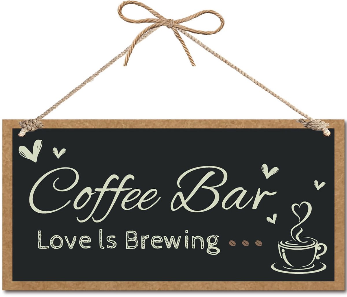 Dailygoods - Dailygoody - Koffiebar Hout - Houten Bord Voor Deur - Rustiek Decor - Zwart - Multifunctioneel - 11,8 x 7 Inch - Voor Veranda