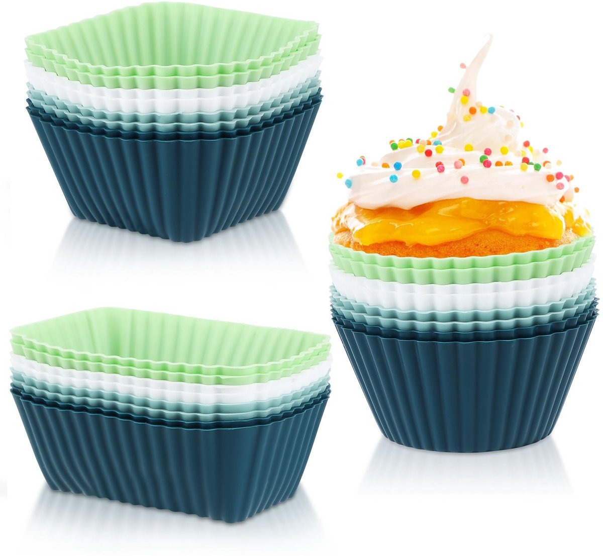 Dailygoods - Dailygoody - Siliconen Muffinvormpjes - Herbruikbaar - Helder - Anti-aanbaklaag - Perfect voor Cake en Pudding - 24 Stuks