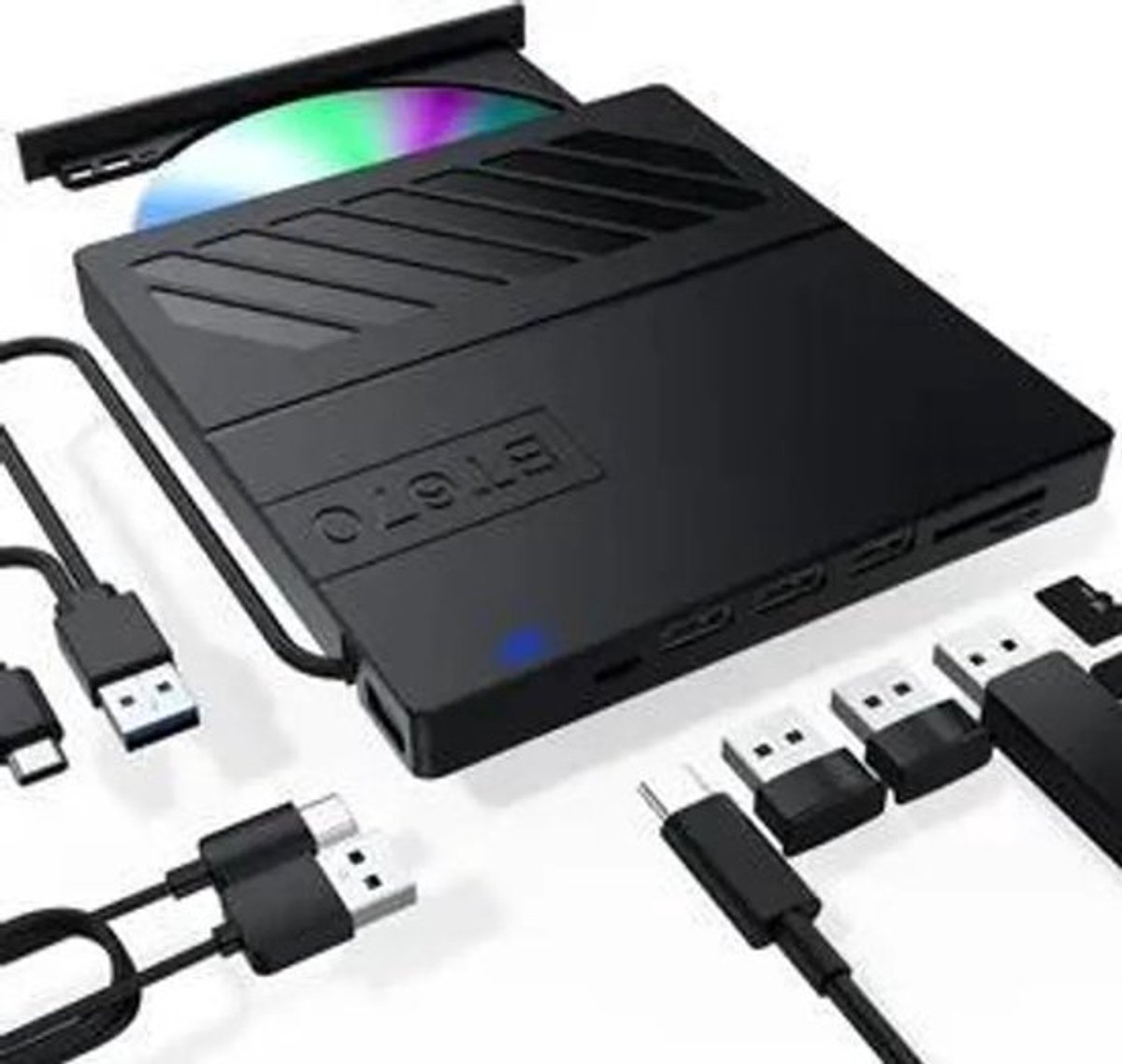 Externe cd-drive, 7-in-1 USB-brander, draagbare ultradunne cd-speler en -brander, plug-and-play, compatibel met laptops, pc's en Macs.