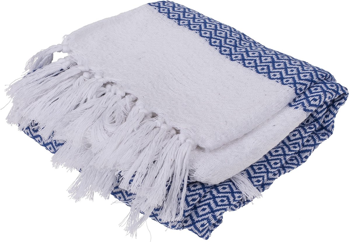 Dailygoods - Dailygoody - Hamamdoek - Strandhanddoek - Licht en zacht - Blauw-wit - Douchehanddoek - Geschikt voor spa en reizen