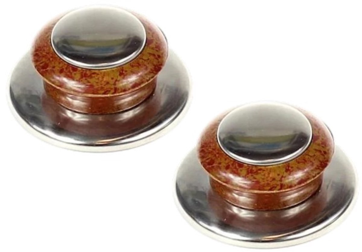 Han-Bar® 2 X Houtachtige Dekselknop met Schroef – Ø 47 mm – Universele Vervangknop voor Pannen & Potten (Geschikt voor 6 mm Dekselgat)