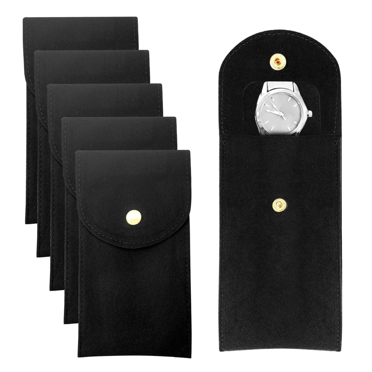 Dailygoods - Dailygoody - Watch Storage Pouch - Luxe Reis Etui - Bescherming voor Horloges en Sieraden - 5-delige Set - Perfect voor Opbergen - Ideaal voor Reizen