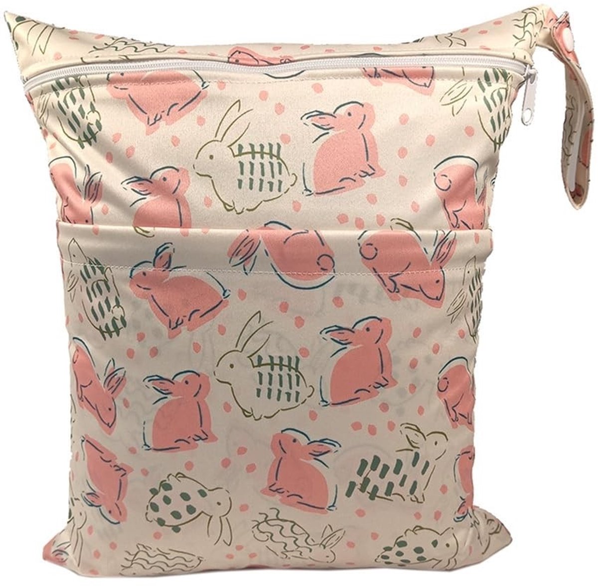 Dailygoods - Dailygoody - Wetbag luiertas - Waterdicht - Cartoondierenprint - Herbruikbare natte zak - Geschikt voor kleuterschool - Konijn 1#