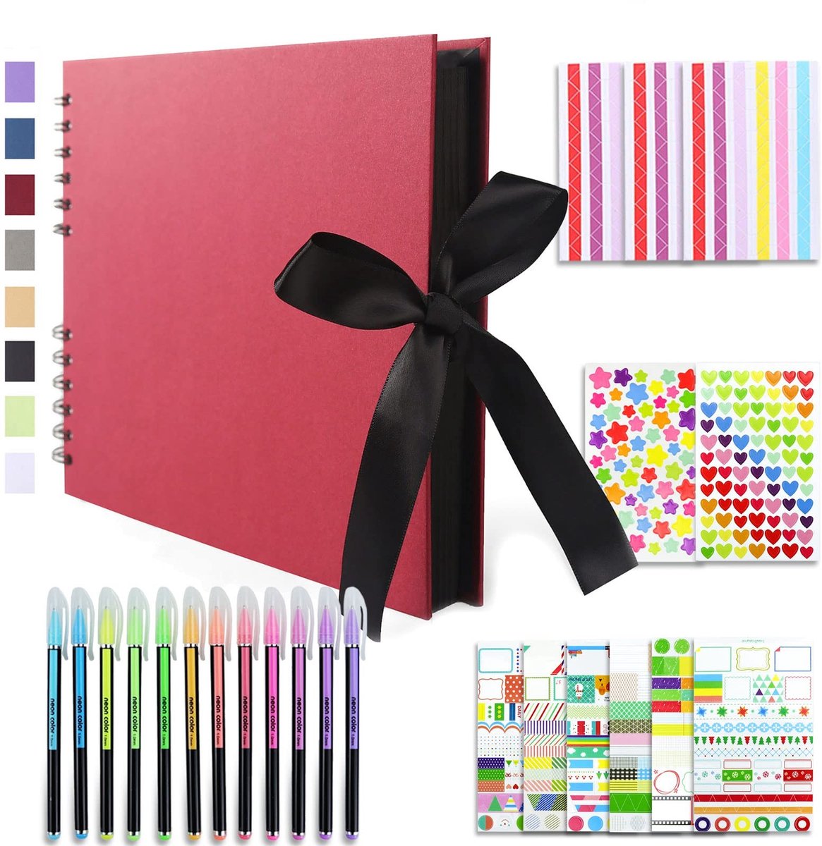 Dailygoods - Dailygoody - Scrapbook Kit - Fotoalbum 28,5x21 cm - DIY Gastenboek - 80 Pagina's - Zijden Lint - Creatieve Herinneringen - Geschikt voor Verjaardag Br
