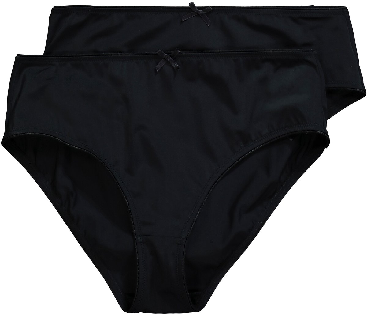 Ulla Popken - Dames - Slips set van 2 microvezel - Zwart - Maat 62+