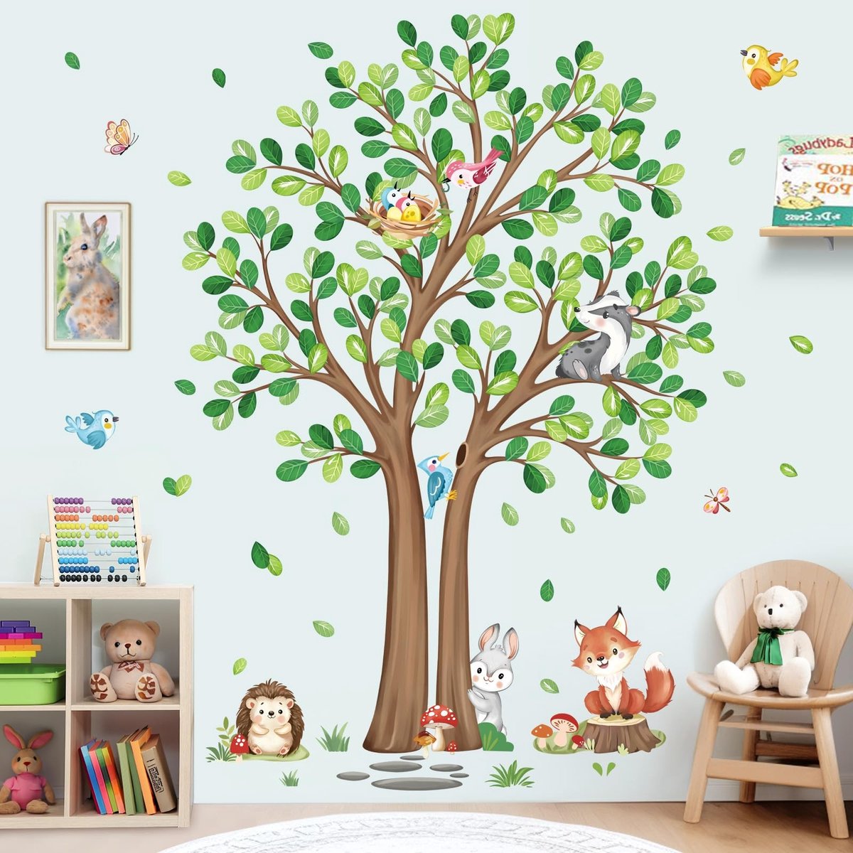 Dailygoods - Dailygoody - Wanddecoratie - Muurstickers Dieren - Perfect voor Kinderkamer - Groen - Schattige Bosdieren - Decoratieve Wandstickers - Geschikt voor B...