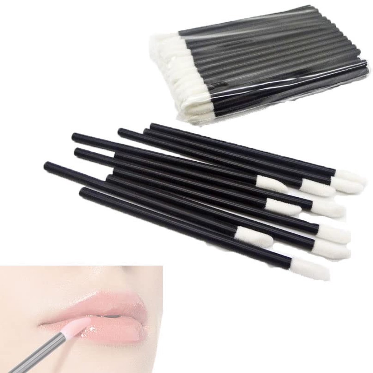 Dailygoods - Dailygoody - Lippenborstels 200 Stuks - Wegwerp Lipgloss Toverstokken - Ideaal voor Make-up - Zachte Vezels - Perfect voor Lippen en Ogen