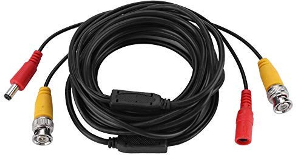 Dailygoods - Dailygoody - Verlengkabel - 10 Meter Coaxkabel - Weerbestendig en Duurzaam - Perfect voor Beveiligingscamera's - Geschikt voor Thuis en Bedrijf