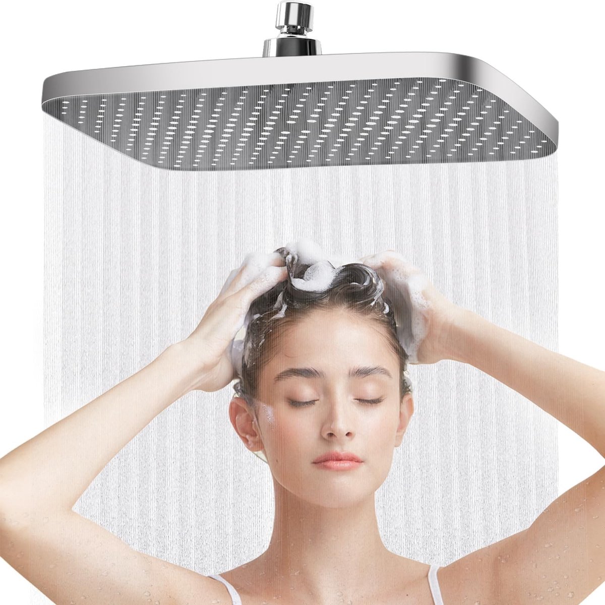 Dailygoods - Cosensi - Dailygoody - Rain Shower Head - Luxe Douchestraal - 360 Graden Verstelbaar - Zwart en Zilver - Waterbesparend - Ideaal voor Badkamer - 30 x 21 cm