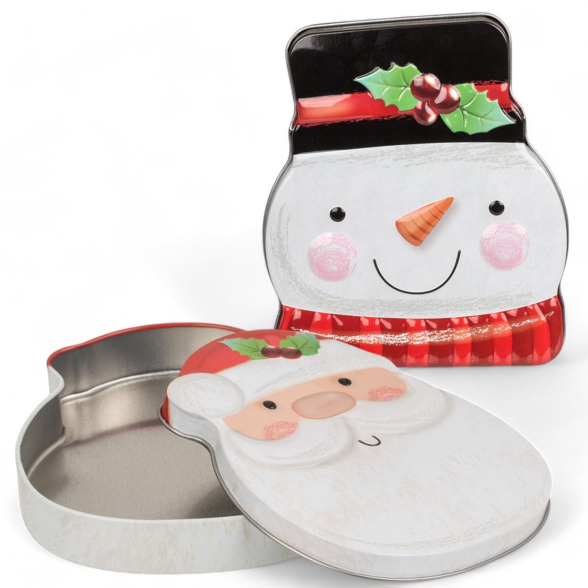 Dailygoods - Dailygoody - Kerstcadeauboxen - Set van 2 - Perfect voor Geld en Bonnen - Metaal - Santa Claus en Sneeuwman - Kleine Cadeaus - Decoratie