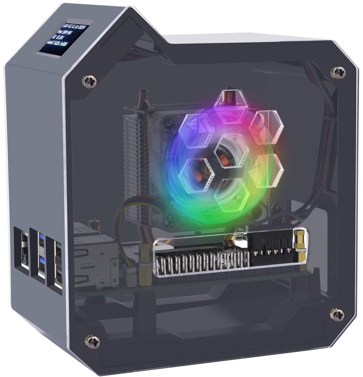 Dailygoods - Dailygoody - Mini Tower Kit - Raspberry Pi 5 - Verbeterde prestaties - Compact formaat - Ice Tower-koeler - Inclusief RGB-koelventilator - Geschikt