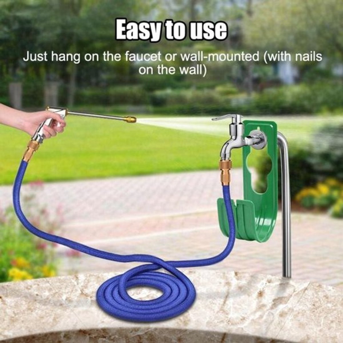 2-stuks tuinslanghouder - tuinslanghouder, slanghaak - slangorganizer - flexibele slanghouder - tuinslanghaak voor buiten - groen