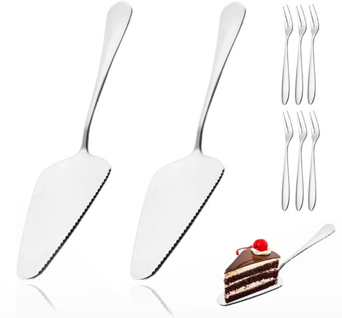 Roestvrijstalen taartschep - ideaal voor taarten en desserts - set van 6 vorken