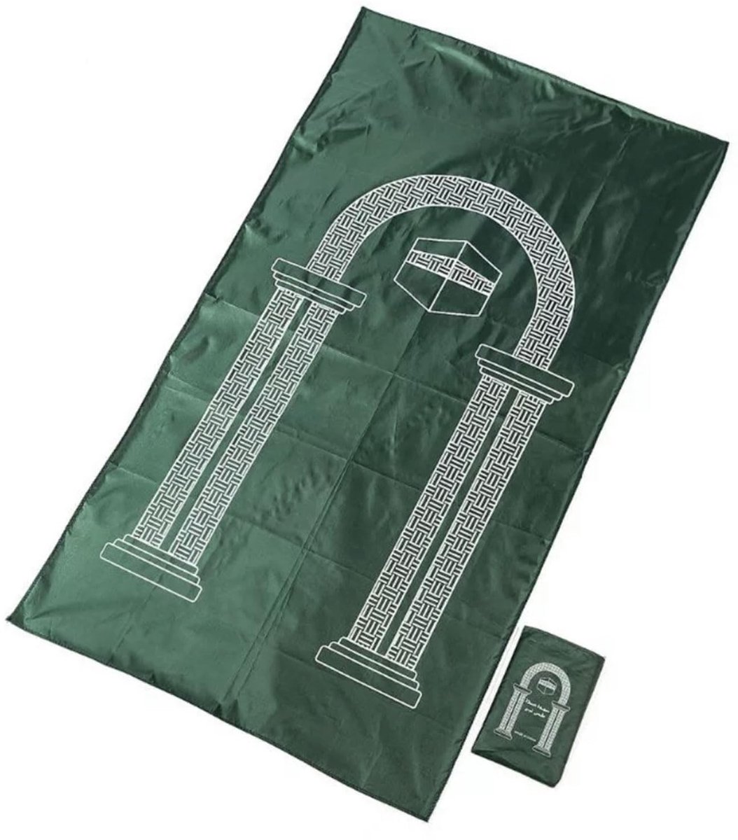 Dailygoody - Islamitische Gebedskleed - Moslim Gebedstapijt - Draagbaar en Vlekbestendig - Donkergroen - Reisgebedstapijt - Perfect voor Ramadan en Eid