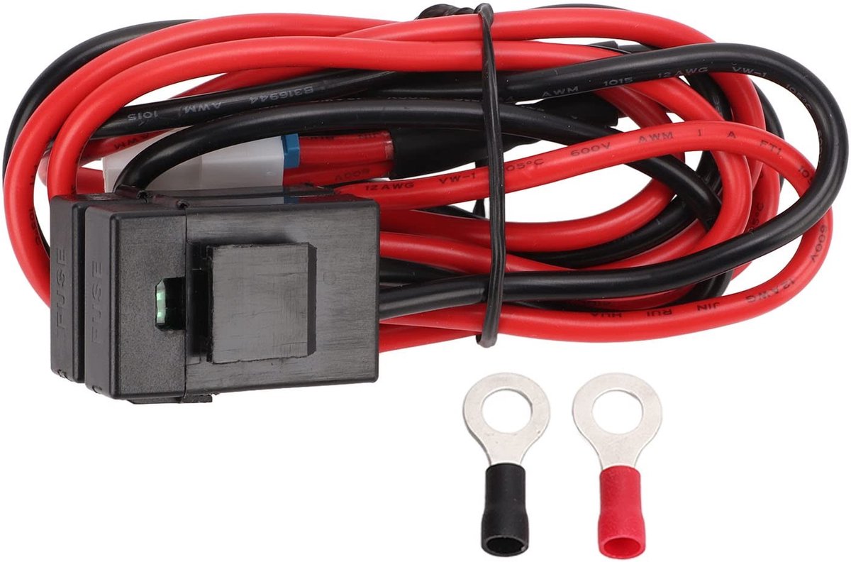 Dailygoody - Mobiele Radio Voedingskabel - 85 Cm Auto Radio Netsnoer - Betrouwbare Zekering - Geschikt voor FT-450 FT-991 IC-7000 - Duurzame Prestaties