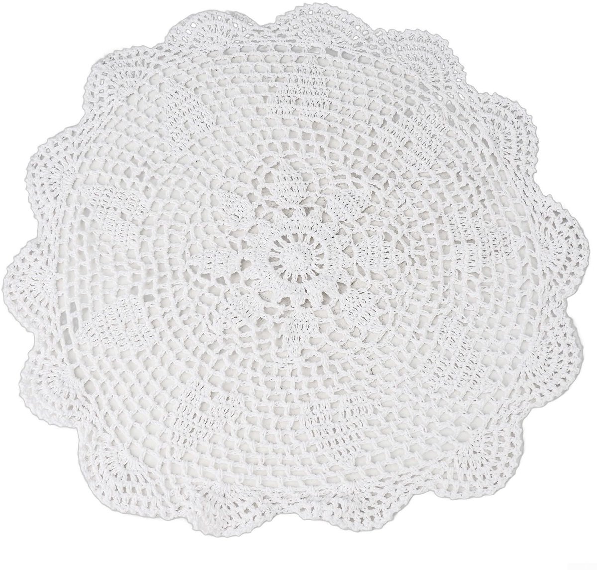 Dailygoody - Vintage gehaakte kleedmatten - Tafelkleed - Handgemaakt katoen - Wit/beige - Bloem tafelkleed - Geschikt voor eettafel - 40 cm diameter