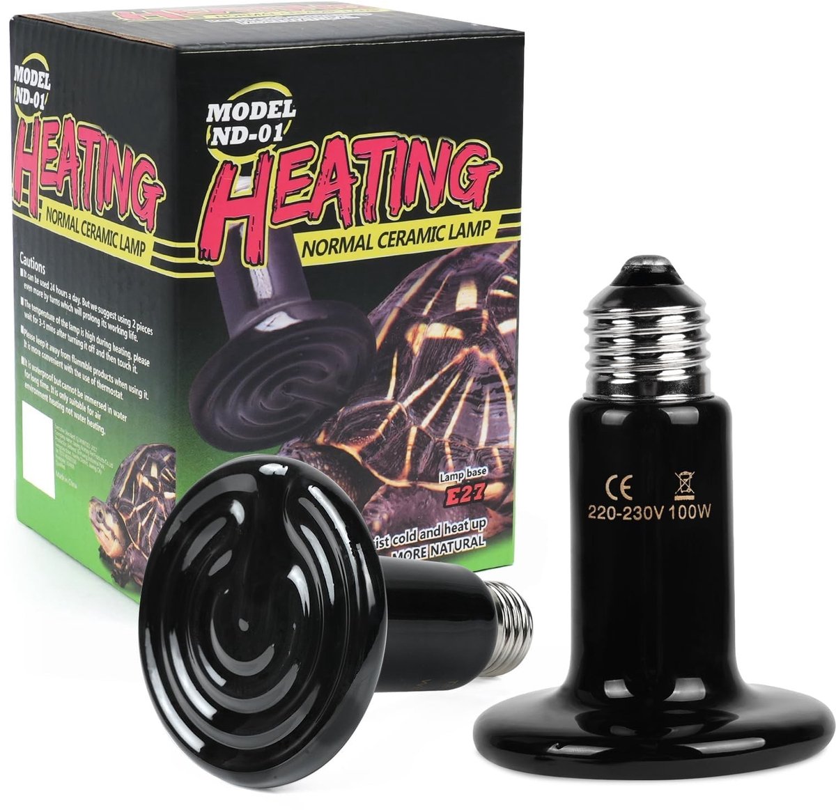 Dailygoody - Keramische Verwarmingslamp - Infrarood Warmtelamp - 20.000 uur Levensduur - Zwart - Geschikt voor Reptielen - Hagedissen, Schildpadden, S.