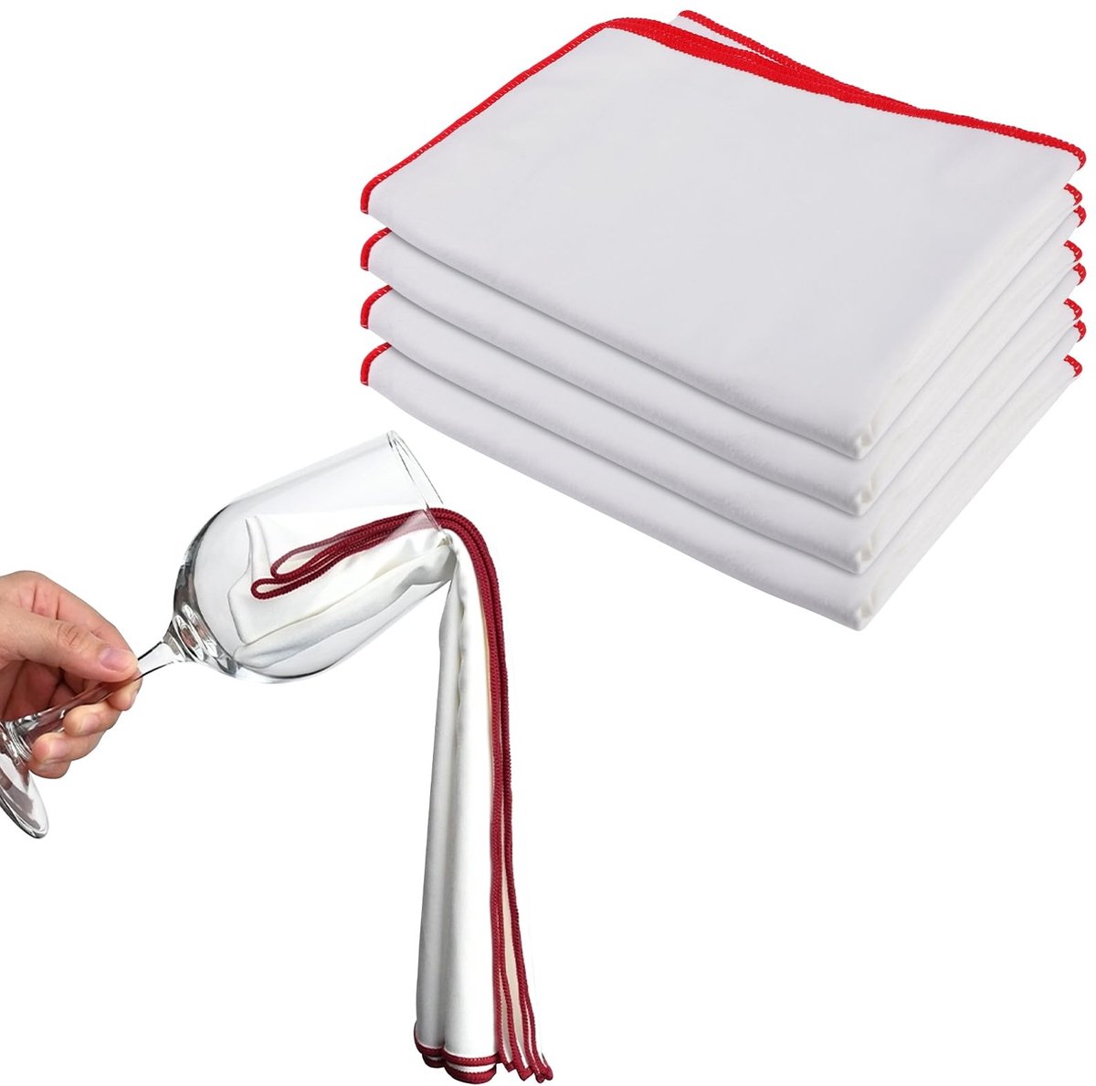 Dailygoody - Wijnglas polijstdoek - Microvezel polijstdoeken - Herbruikbaar en streepvrij - 45 x 60 cm - Glansherstel voor wijnglazen - Geschikt voor ...