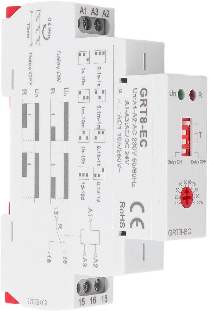 Dailygoody - Tijdrelais met Dubbele Functie - Multifunctionele Tijdrelaisschakelaar - LED-indicator - AC230V of AC DC24V - Verbeter werkefficiëntie -