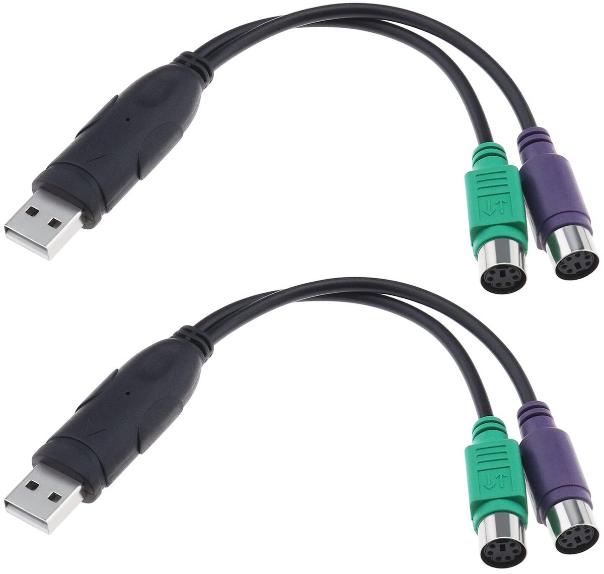 Dailygoody - PS2 naar USB Adapter - USB Converter voor Toetsenbord en Muis - 20 cm - Plug and Play - Dual PS2 naar USB - Geschikt voor PC en Schak...