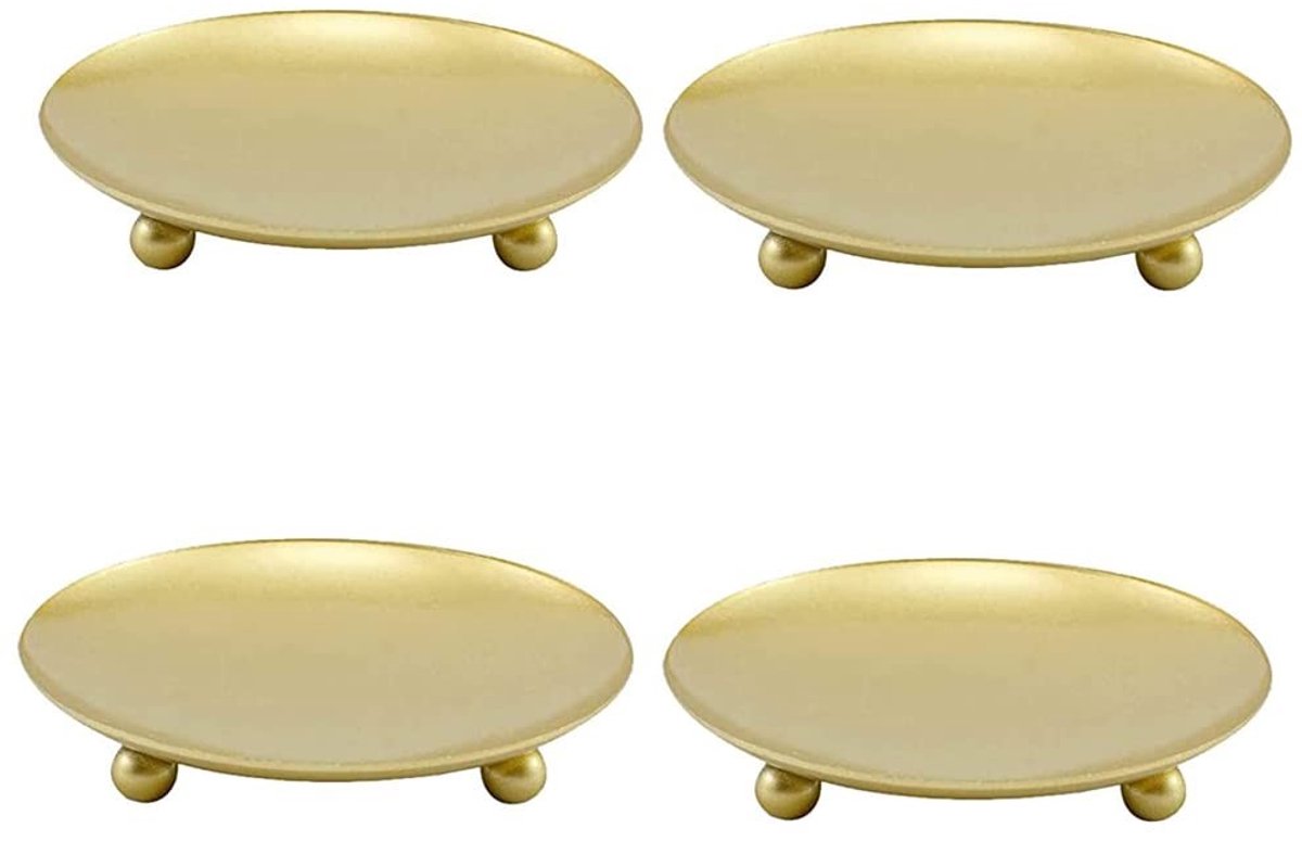 Dailygoody - Pijler kandelaars - Gouden kaarsplaten - Elegant ontwerp - 10 cm - Voor bruiloften en feesten - Decoratie voor thuis - Stijlvol accent