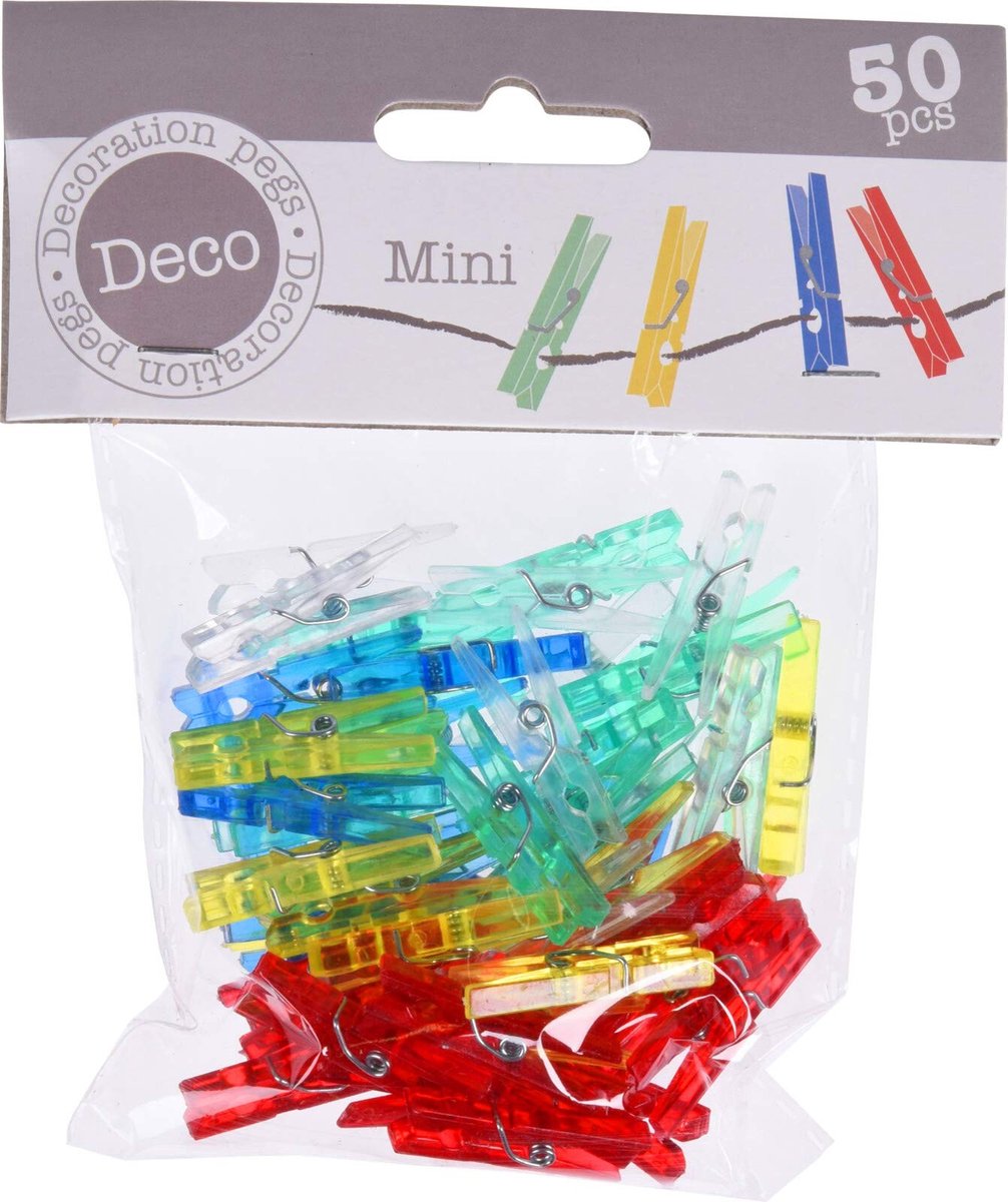 Dailygoods - Dailygoody - Mini-wasknijpers - Knutselen - 30 mm - Kleurrijk transparant - Cadeauknijpers - Decoratie voor foto's - 25 stuks
