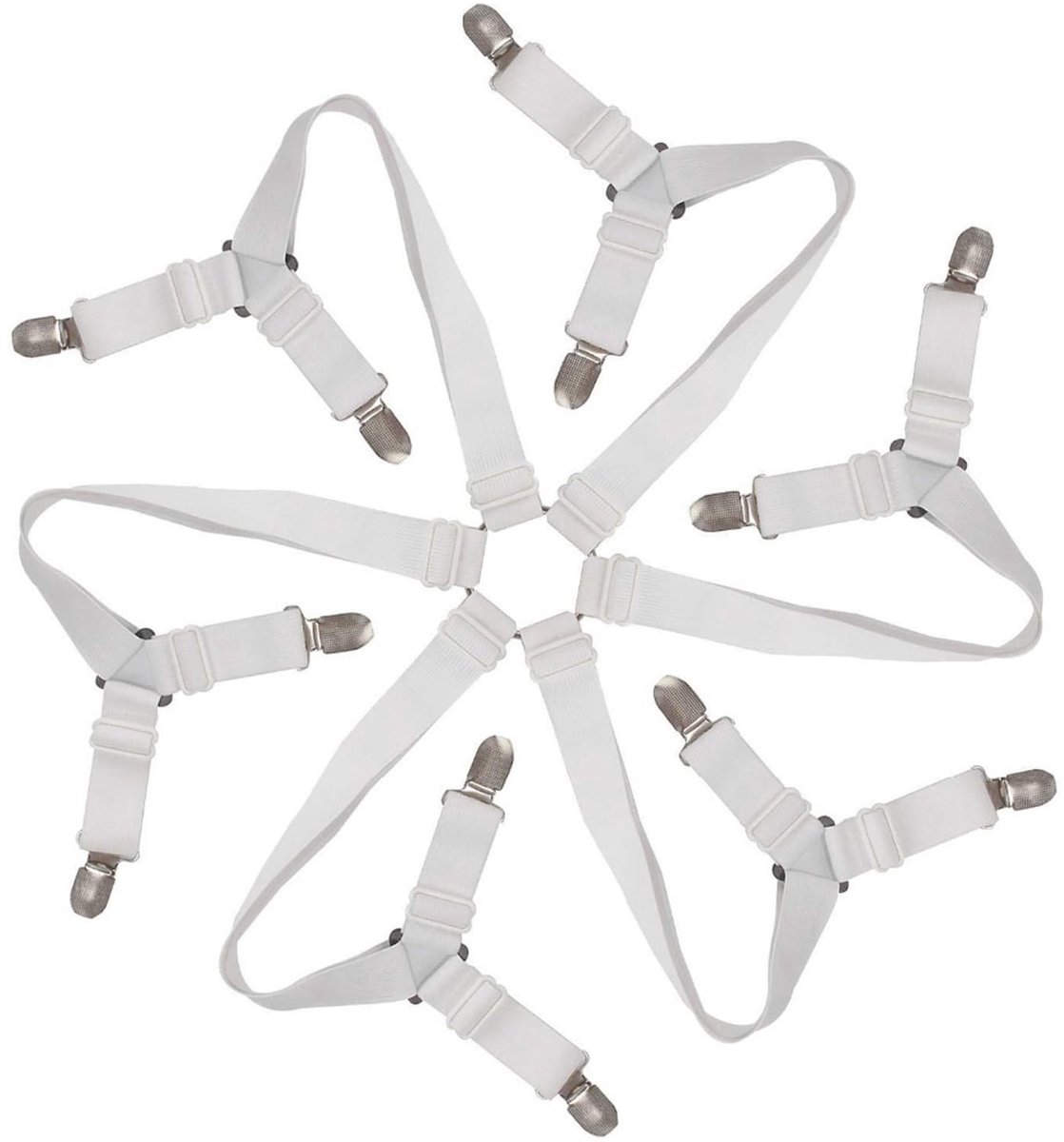 Dailygoods - Dailygoody - Bed Sheet Tensioner - Verstelbare Bedlakenspanner - Houdt Beddengoed Op Zijn Plaats - Wit - Elastische Beddenspanner - Voor Alle Bedlinne
