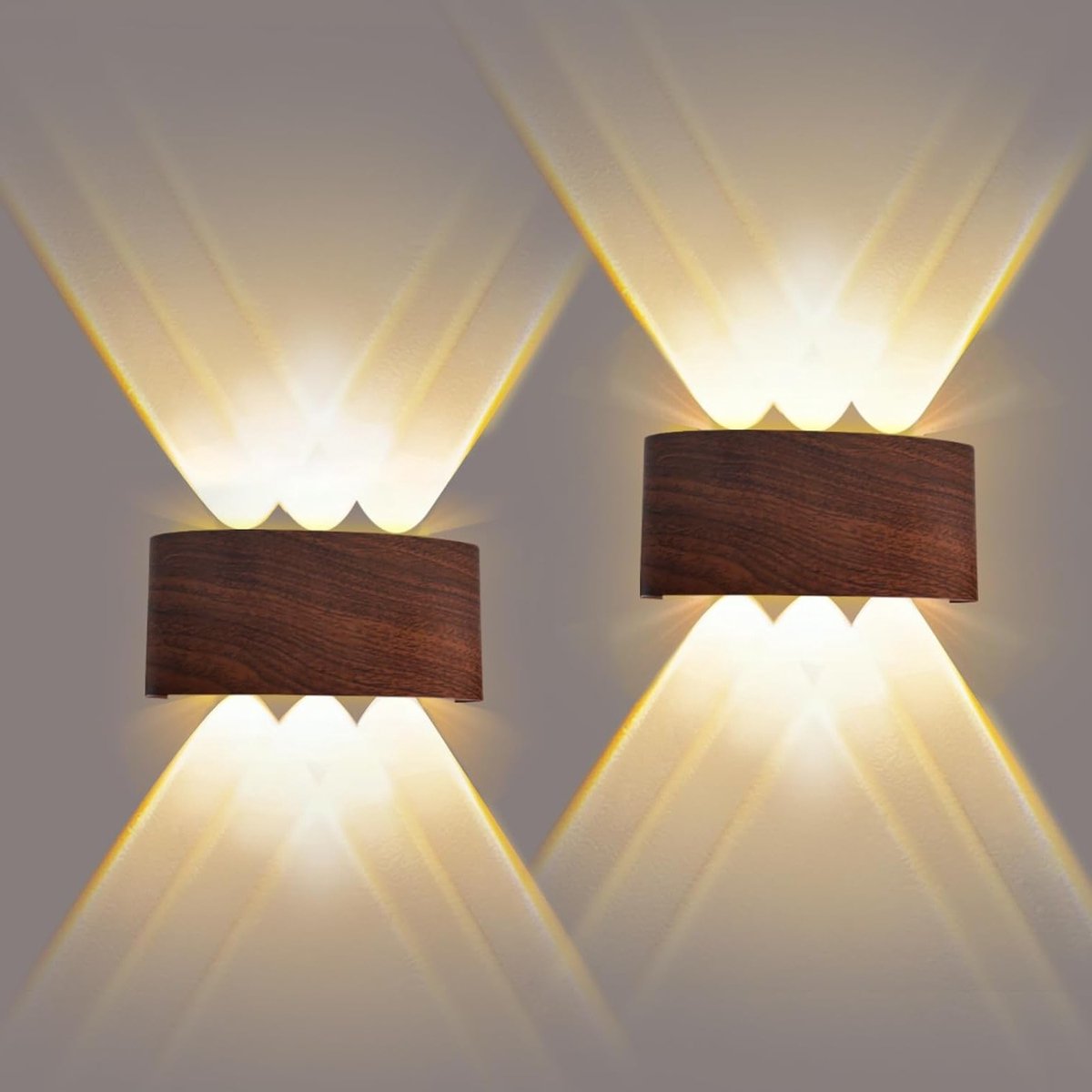 Moderne LED Wandlamp Set van 2 Stuks - 6W Warm Wit 3000K - Waterdichte Indirecte Verlichti