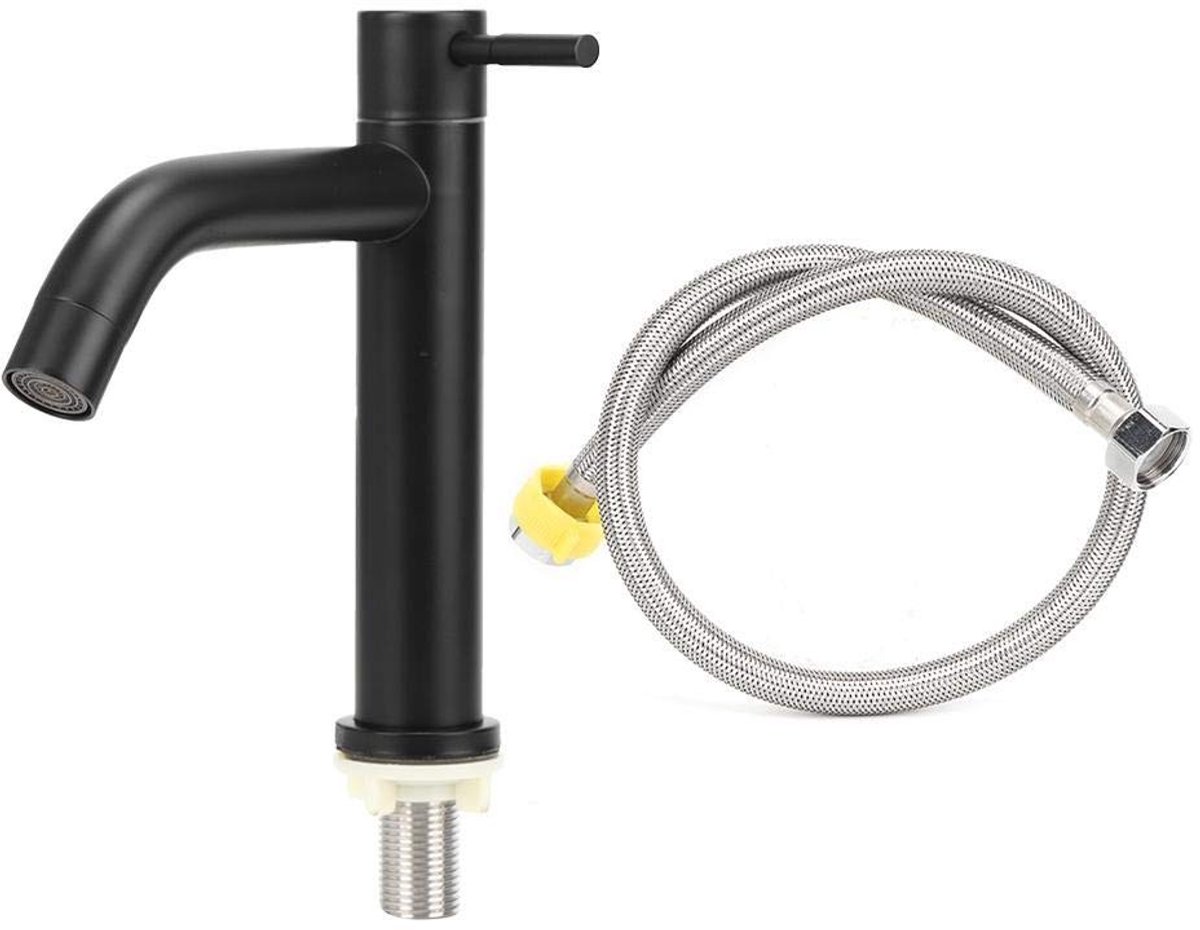 Dailygoods - Dailygoody - Roestvrijstalen badkamer wastafel kraan - Ergonomisch handvat - Luxe uitstraling - Zwart - Waterbesparend - Perfect voor badkamer en ke