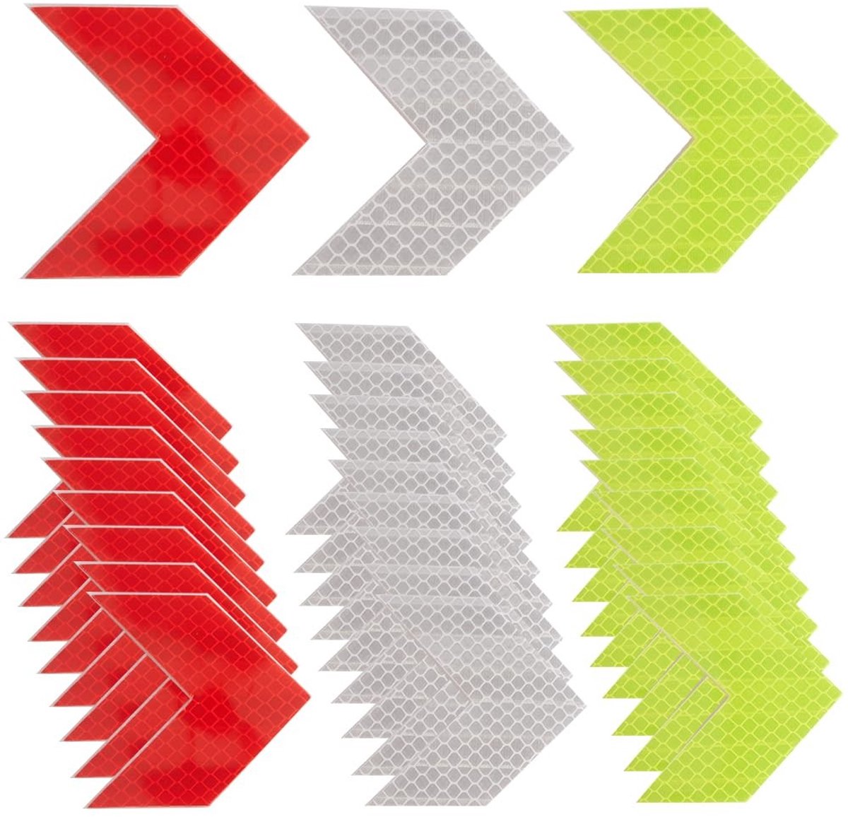 Dailygoods - Dailygoody - Reflecterende Stickers - Veiligheid - Waterdicht - Zelfklevend - Auto Pijl Stickers - Geschikt voor Voertuigen - 30 Stuks