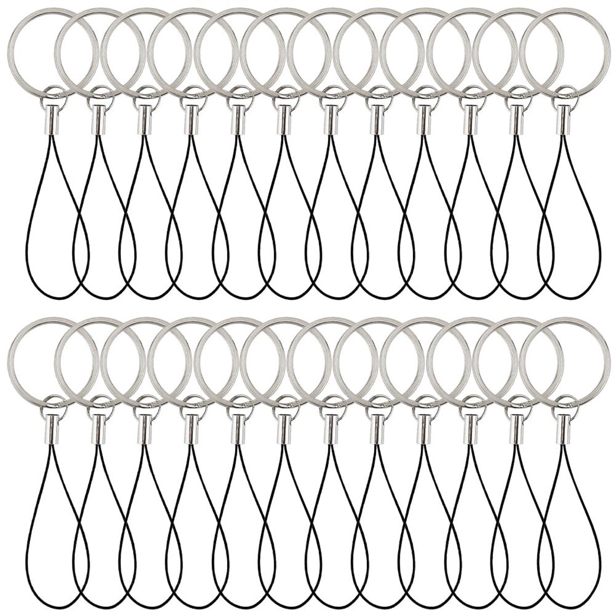 Dailygoods - Dailygoody - Telefoon charme riem - Telefoonsleutelhanger - 60 stuks - Antiverlies polsband - Zwart - Mobiele telefoon ketting - Geschikt voor smartph..