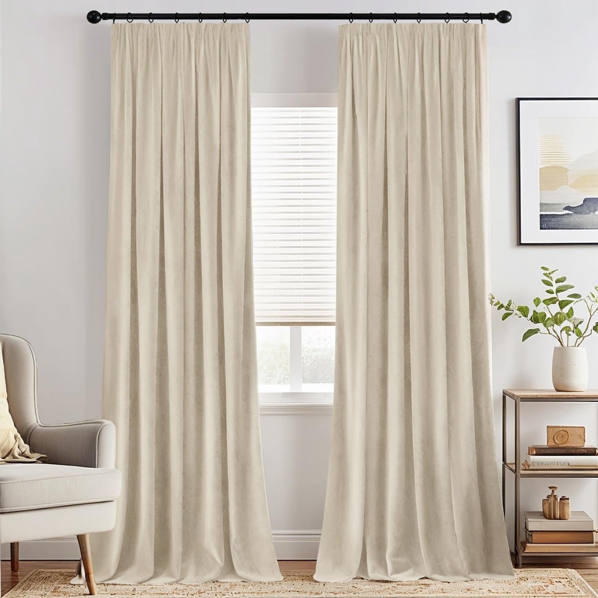 Dailygoods - Dailygoody - Fluweelgordijn - Verdunkeling - 2-delig - 140x260 cm - Beige - Dikke gordijnen voor woonkamer en slaapkamer - Geschikt voor decoratie