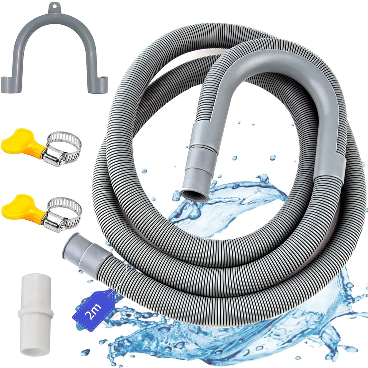 Dailygoods - Cosensi - Dailygoody - Afvoerleiding - Afvoerslang voor wasmachine - 2 meter - Waterafvoer - Vervangingsslang - Geschikt voor vaatwasser