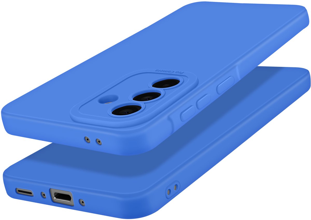 Avizar Hoesje Geschikt voor Galaxy A56 Silicone Soepel met Versterkt Camerablok, Blauw