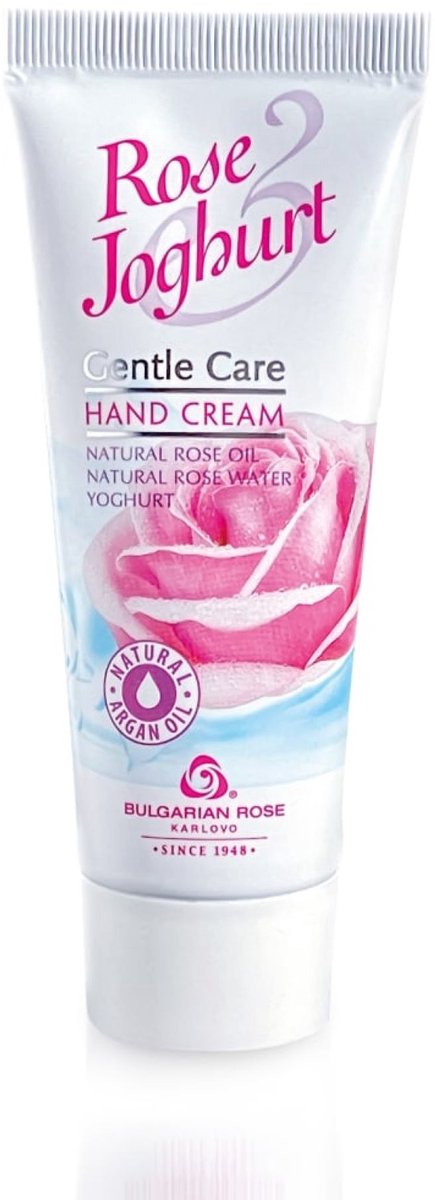 Handcrème Rose Joghurt | 75 ml | Voedende en beschermende handcrème met Bulgaarse yoghurt en 100% natuurlijke Bulgaarse rozenolie en rozenwater