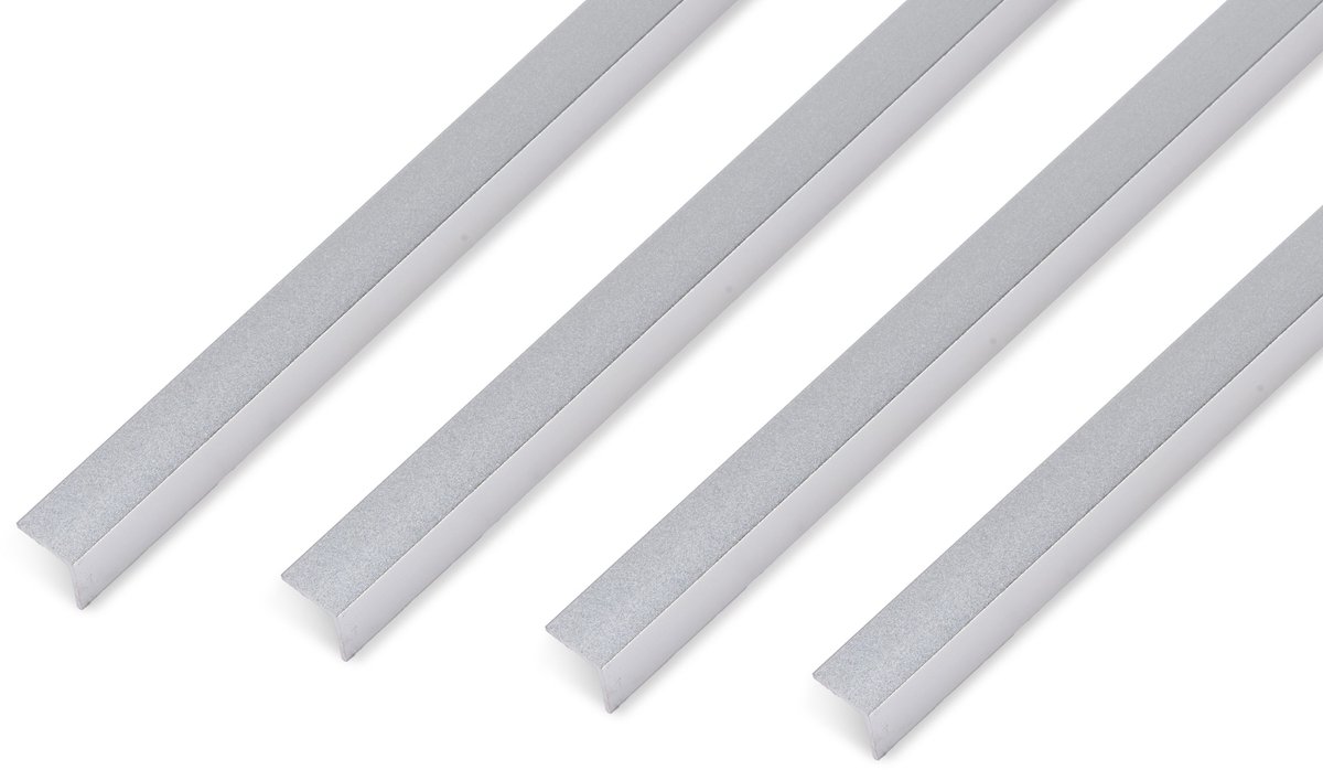 Alberts 499624 hoekprofiel | zelfklevend | aluminium, glasparelgestraald zilver | 1000 x 10 x 10 mm | set van 4