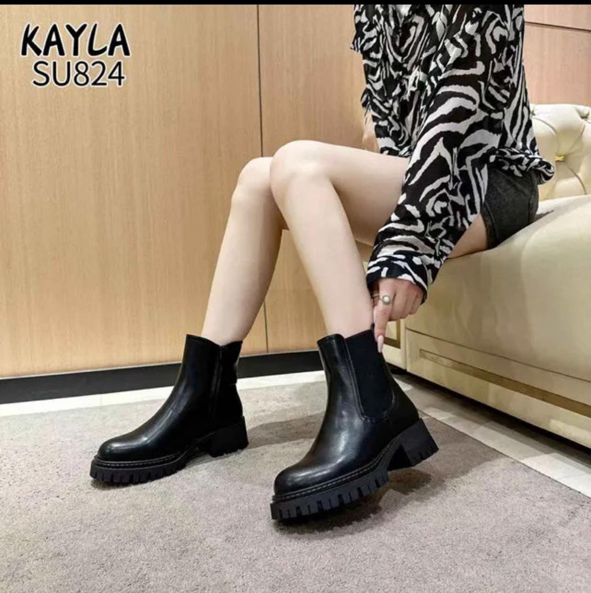 Kayla Enkellaarzen Zwart Leer