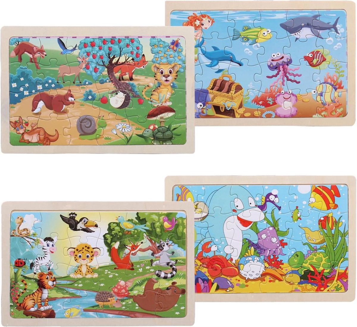 4 stuks puzzel voor kinderen, puzzel 4 jaar, houten puzzel voor kinderen voor verjaardag, vakantie, Thanksgiving, Pasen of andere speciale gelegenheden