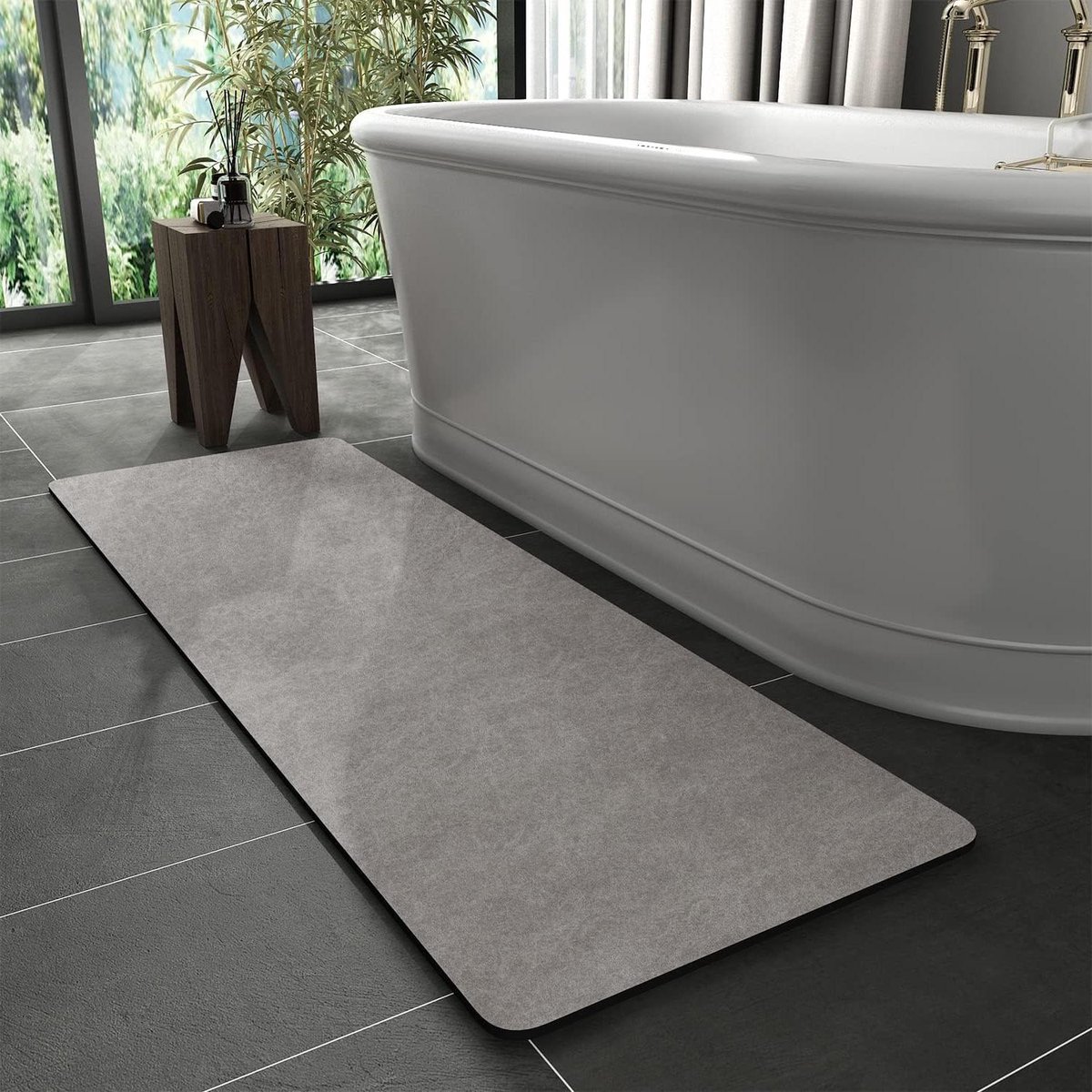 Badmat Runner - Badkamer Tapijt - Snel Droog - Vuilbestendig - 24 x 70 inch - Grijs
