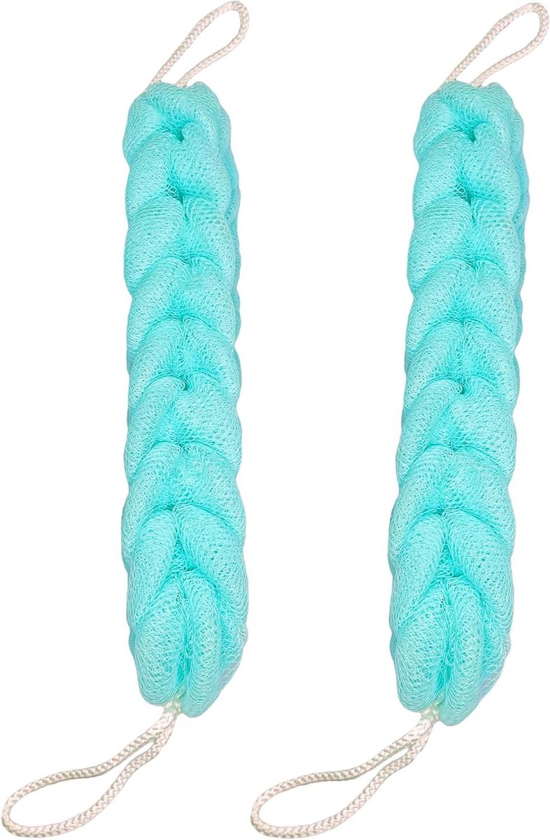 Lange Rugspons - Douche Luffa - Lichaam Reinigen - Rekbare Touwgrepen - 33 cm Lengte - Groen