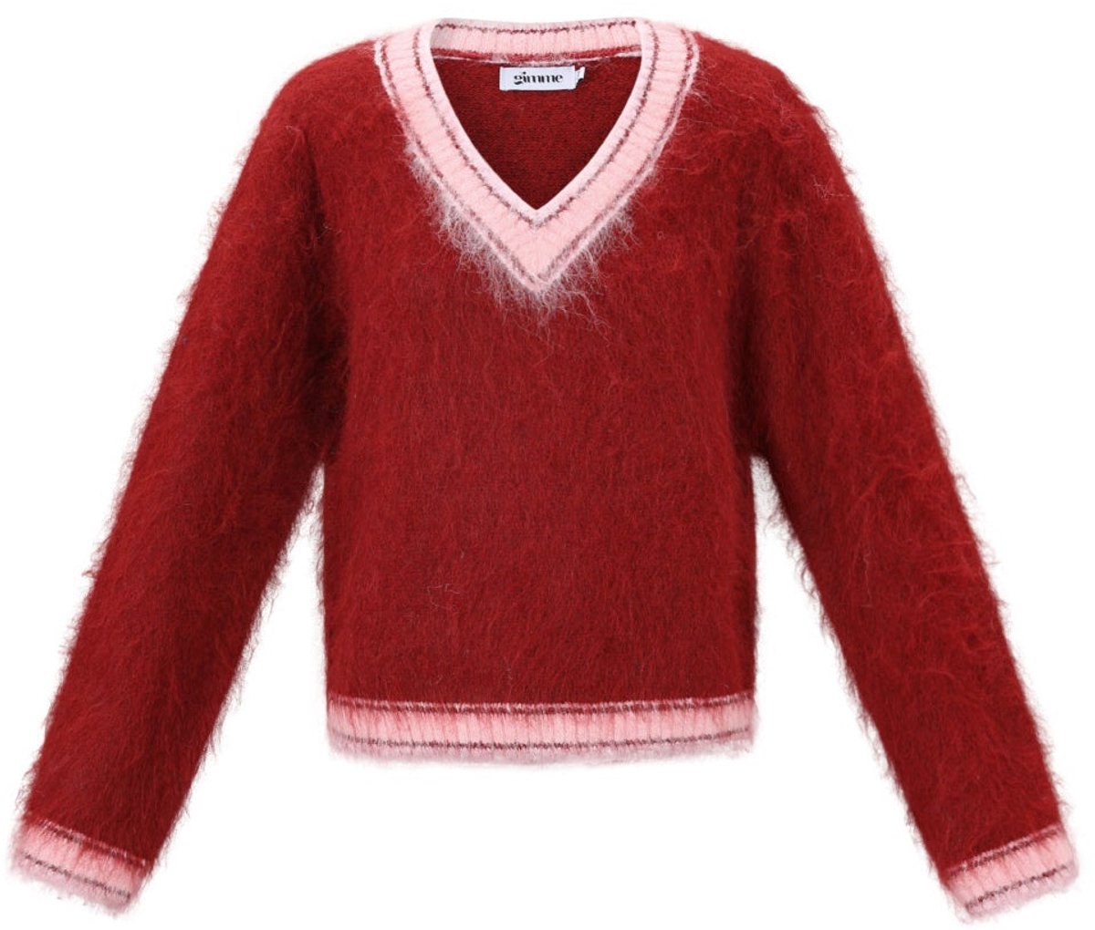 Gebreide Polyestervezel Vrouwen V-hals Trui Casual Kleurcontrast