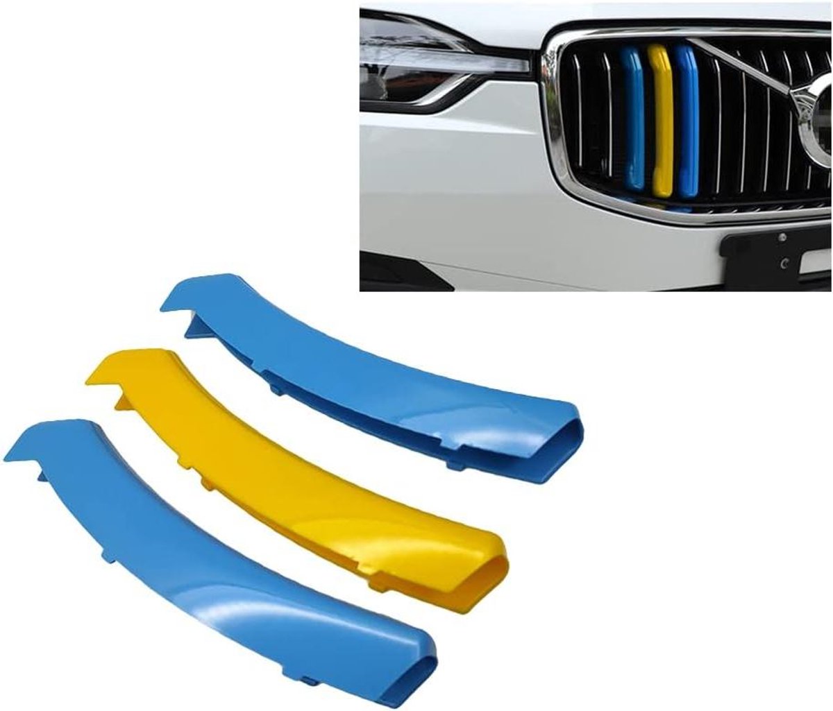 Grille Strips - Grille Clips - Auto Styling - Snap-in Installatie - 3 stuks - Geel en Blauw