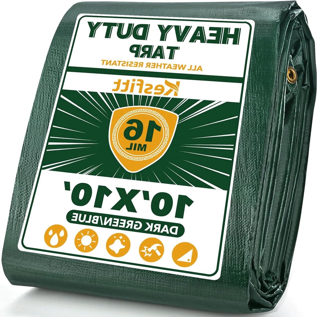 Waterdicht Zeil - Dekzeil Outdoor - Bescherming Buiten - Extra Dik 16 Mil - 3.05 x 3.05 meter - Groen/Blauw